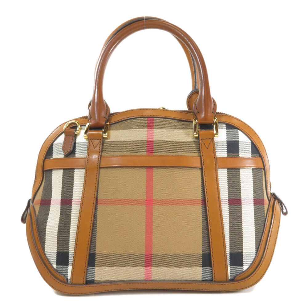 Burberry Handbag Check Canvas Nova Leather Black